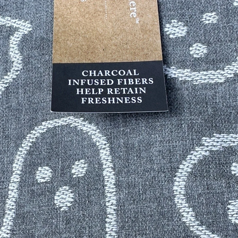 Cupcakes and Cashmere Ghost Kitchen Towels Charcoal Gray Cotton Bamboo Set of 2